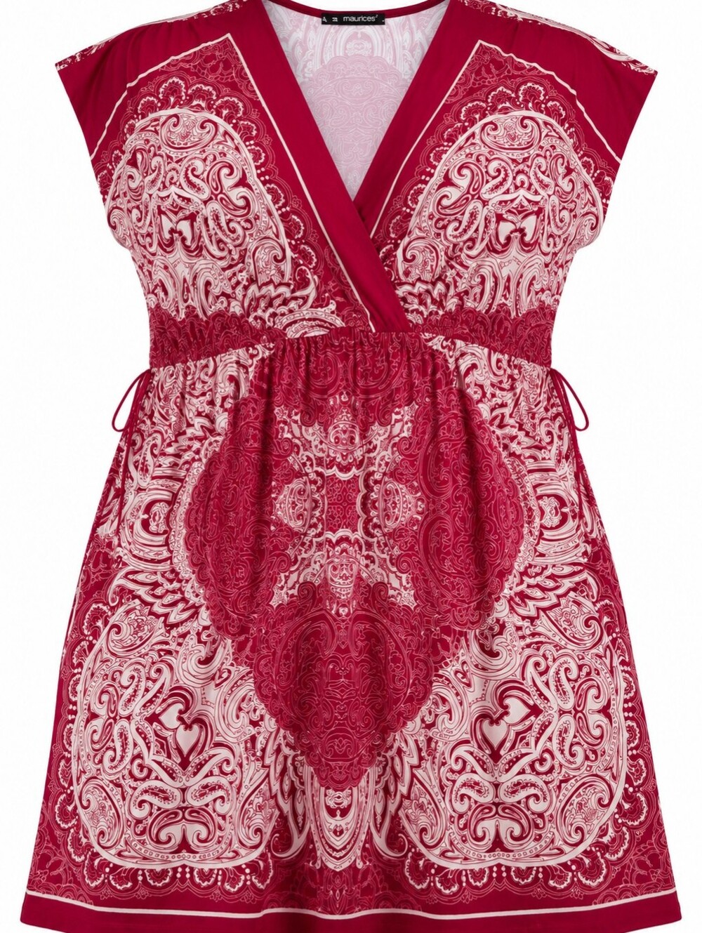 Maurices plus Size Red Paisley V-neck Stretchy Casual Lightweight BohoDress 4X